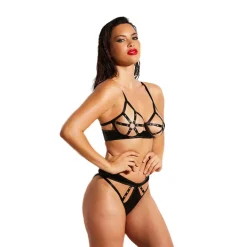 Hot LoversStores Fetish Dominant Cage Bra Set Black