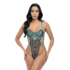 Fashion LoversStores Fina Embroidered Lace Teddy Teal