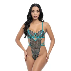 Fashion LoversStores Fina Embroidered Lace Teddy Teal