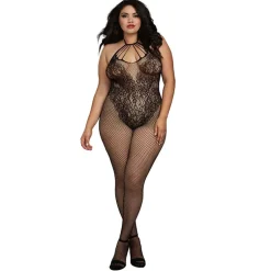 Outlet LoversStores Fishnet Teddy Bodystocking Black