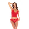 Discount LoversStores Flirting With Trouble Lace Cami & Shorts Set Red