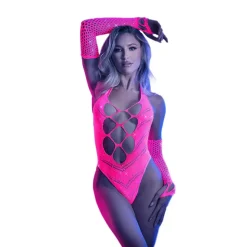 Hot LoversStores Glow Flashback UV Reactive Teddy & Gloves NeonPink