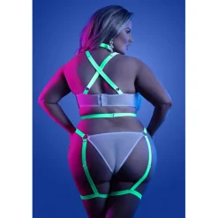 Discount LoversStores Glow Night Vision Gartered Teddy NeonGreen