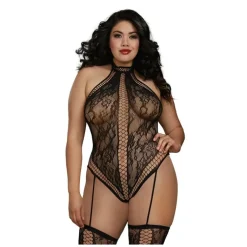 Discount LoversStores Halter Criss-Cross Body Stocking Black