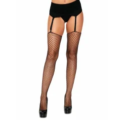 Sale LoversStores Industrial Net Fishnet Thigh High Stockings Black