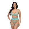 Hot LoversStores Krislyn Ruffle Lace 3pc Set Teal