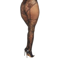 Sale LoversStores Lace & Fishnet Pantyhose Black
