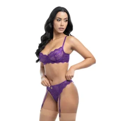Hot LoversStores Margo Bra & Garter Panty Set Purple