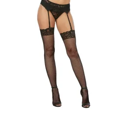 Fashion LoversStores RP Fishnet Lace-top Thigh Hi Black