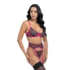 Sale LoversStores Saracita Lace 3pc Set Black/Pink